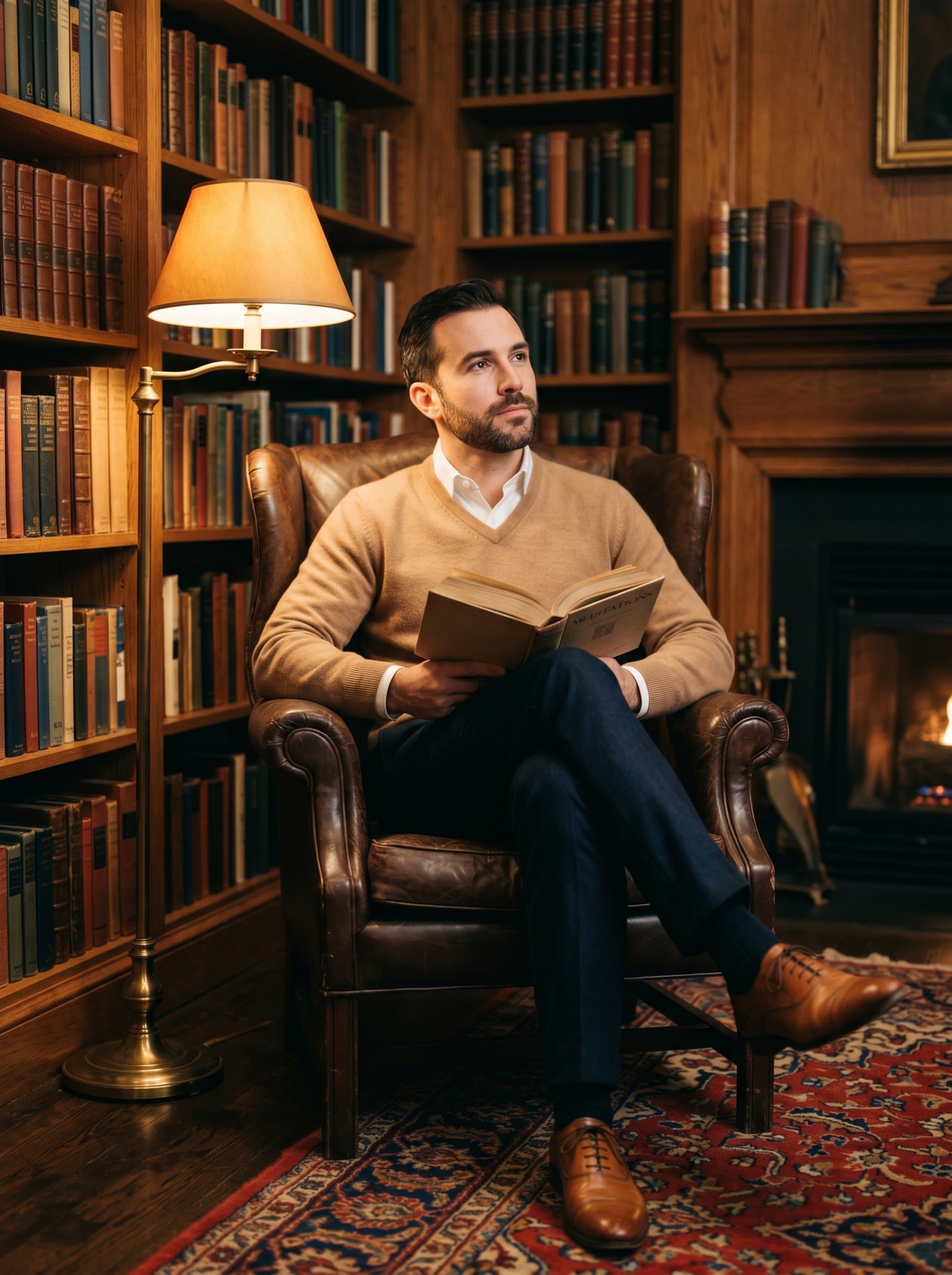 Quiet Luxury · estate library leather armchair read