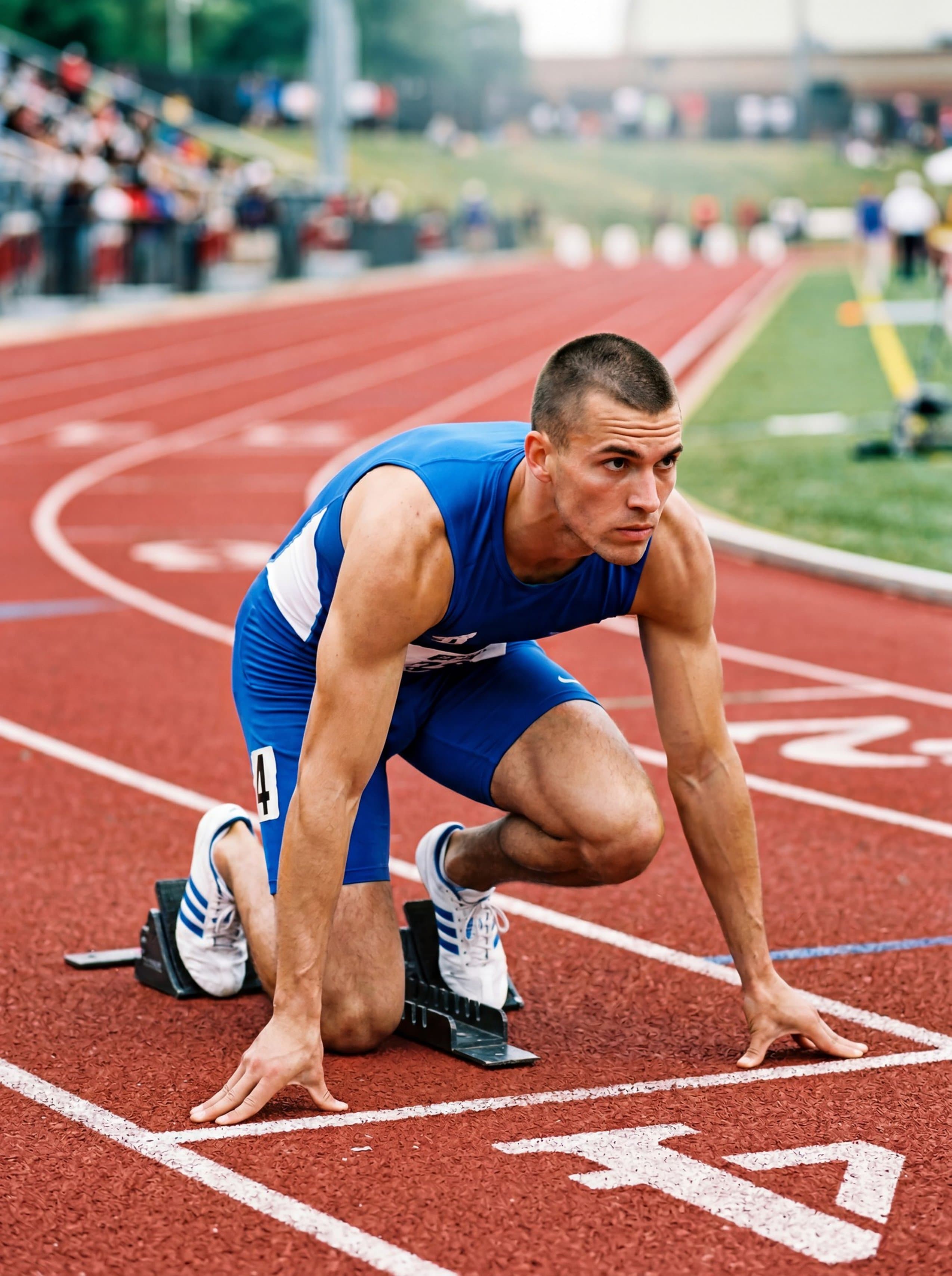Fitness · male sprint start track on the blocks