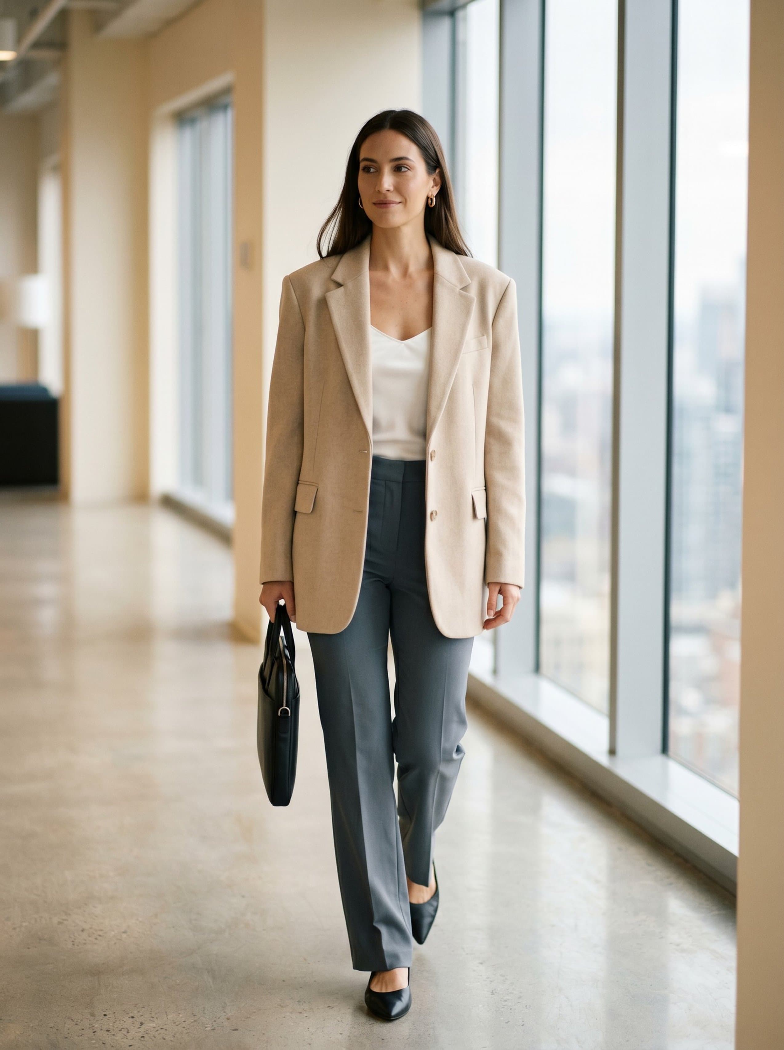 Vinted · oversized blazer office hallway